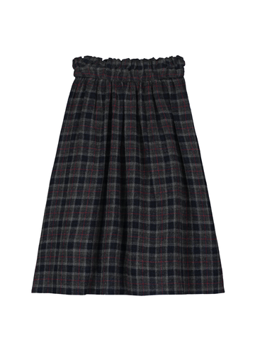 Wool Checked Midi Skirt