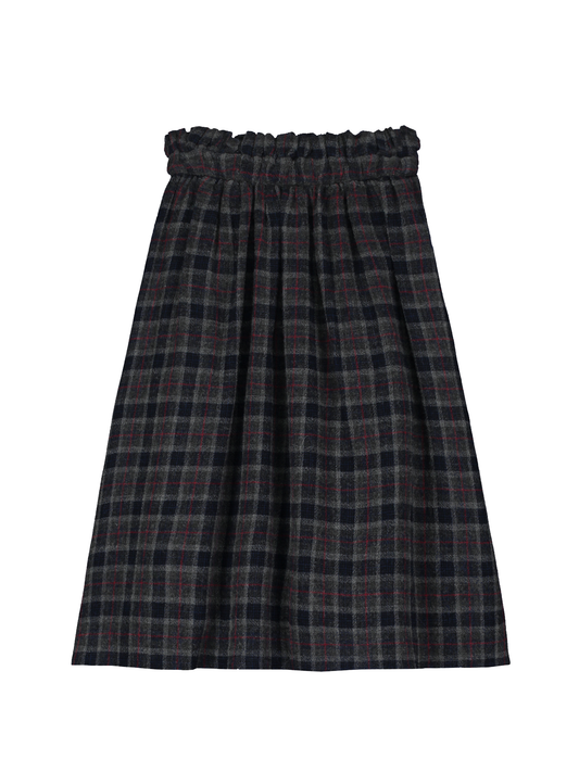 Wool Checked Midi Skirt