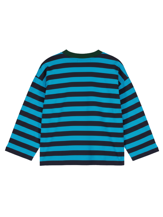 Turquoise/Navy Striped Long-Sleeve T-Shirt