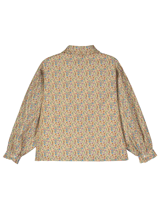 Flower-Motif Ruffled Blouse