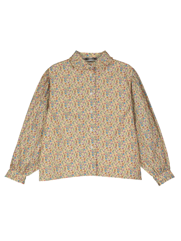 Flower-Motif Ruffled Blouse