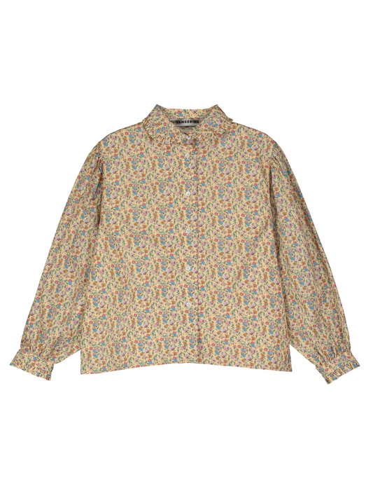 Flower-Motif Ruffled Blouse