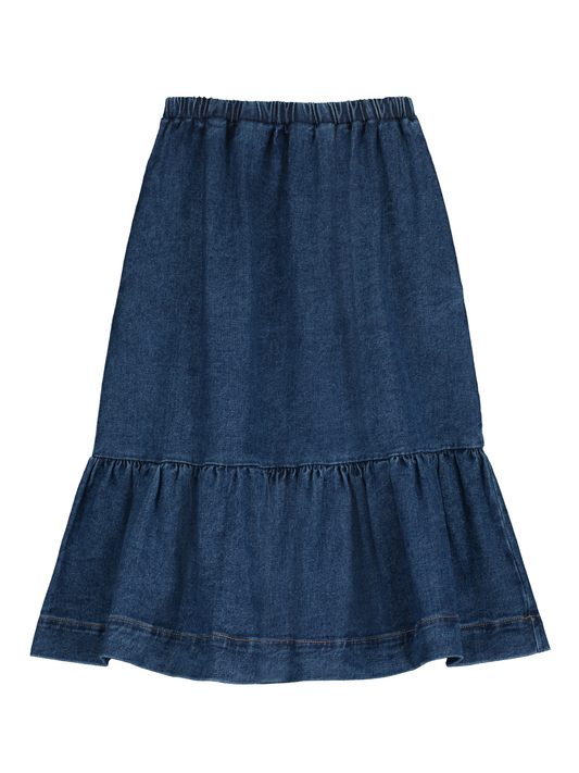 Denim Gathered Skirt