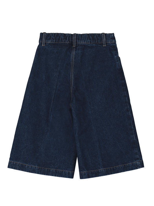 Relaxed Fit Laser-Washed Denim Bermuda Shorts