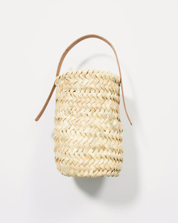 Palm Leaf Leather Basket